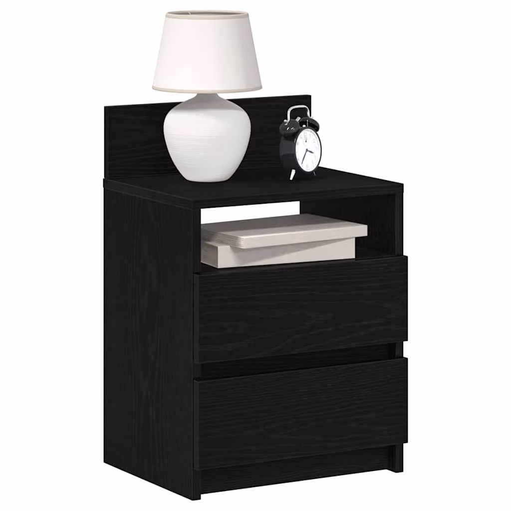 Set di 2 comodini vidaXL neri con 2 cassetti, design moderno e sospeso, L 40 cm x P 33 cm x H 60 cm