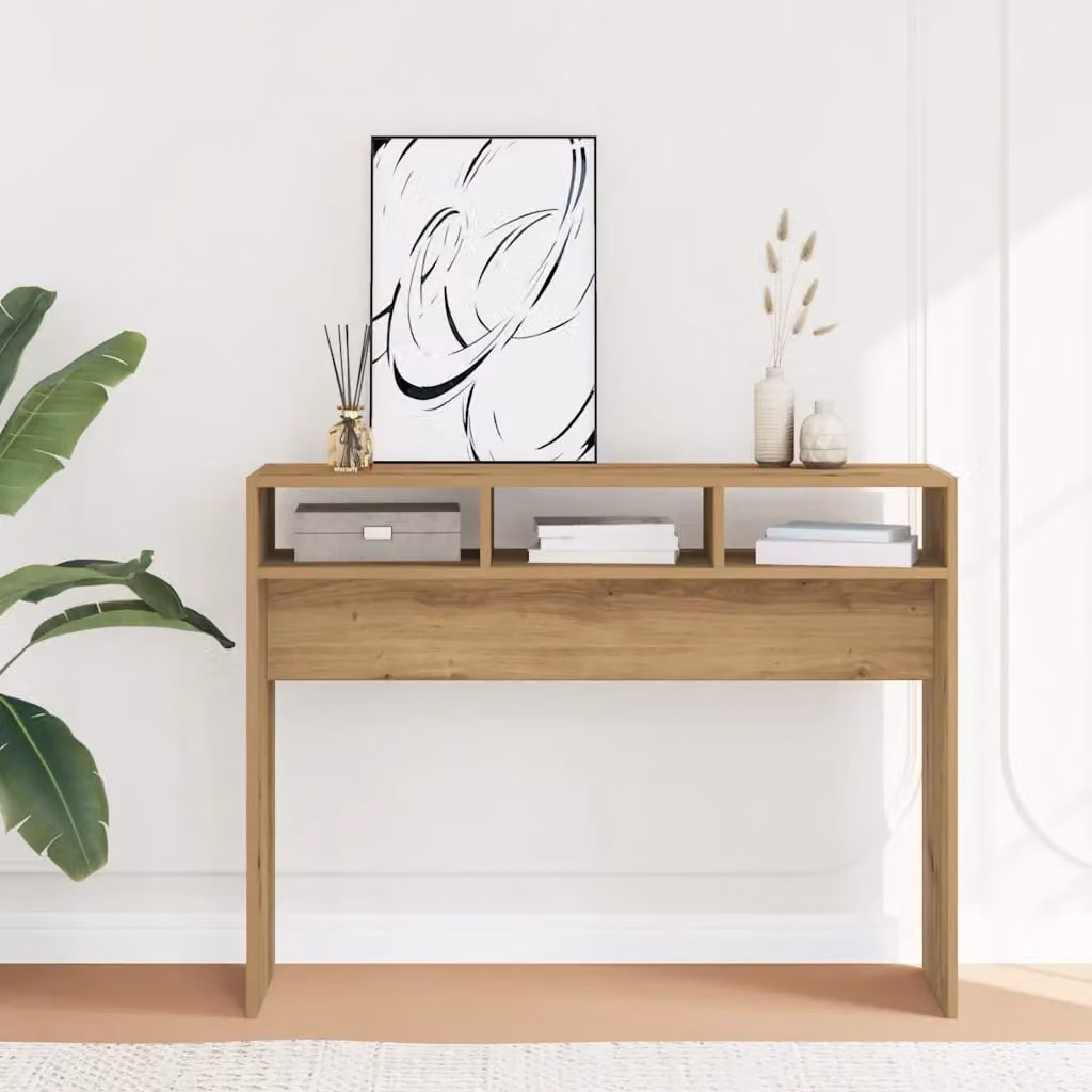vidaXL Tavolo Consolle in Rovere Marrone con Design Minimalista L: 105 cm, P: 30 cm, H: 80 cm