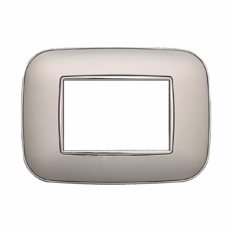 Placca compatibile Bticino Axolute 3 moduli plastica colore argento Orbis serie Moon Ettroit AN91306