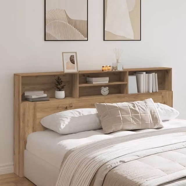 Testiera con ripiano integrato vidaXL in MDF marrone moderno L: 200 cm, P: 19 cm, H: 103,5 cm – 1