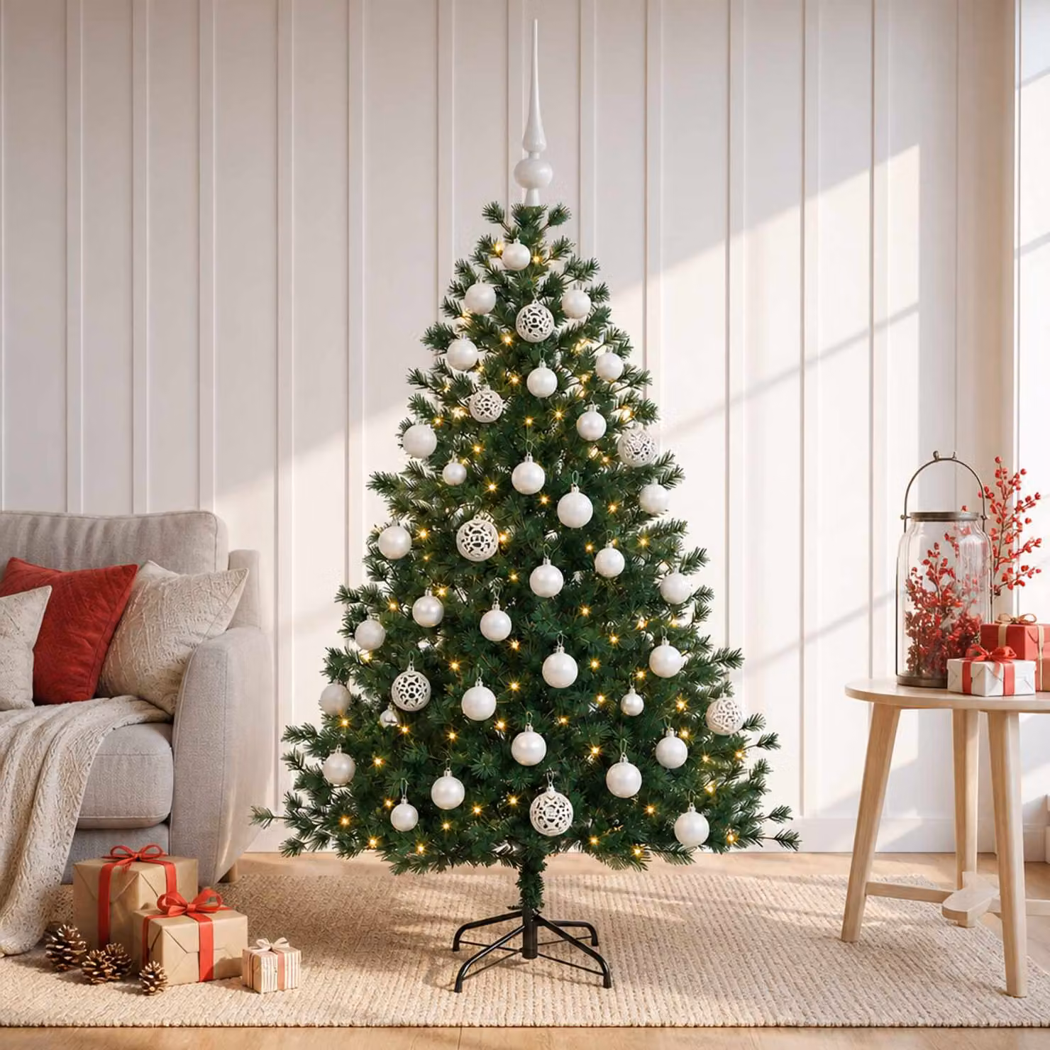 vidaXL Albero di Natale artificiale con palline 150 cm 150 LED