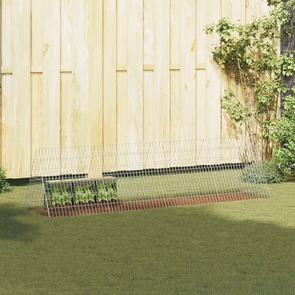 Gabbia per conigli vidaXL in acciaio zincato argento L: 215 cm, P: 55 cm, H: 55 cm