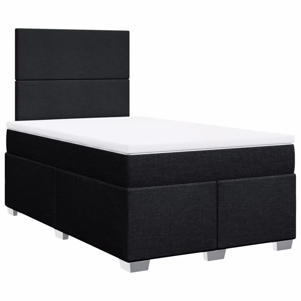 Giroletto a Molle con Materasso Nero 120x200 cm in Tessuto