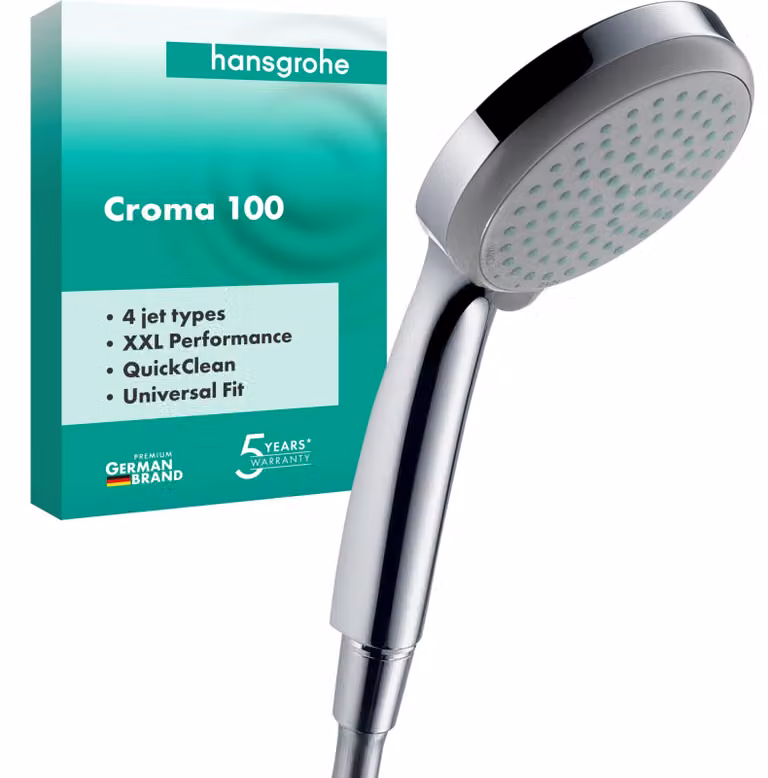 Doccia a mano Croma 100, rotonda, 4 getti, cromata, diametro 10 cm