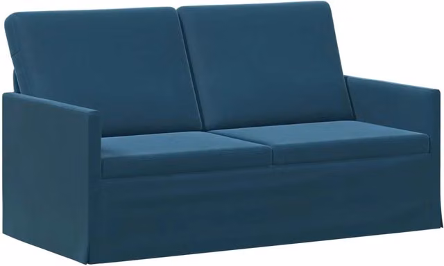 Divano a 2 posti moderno vidaXL in velluto blu con struttura in metallo L: 150 cm, P: 81 cm, H: 82 cm