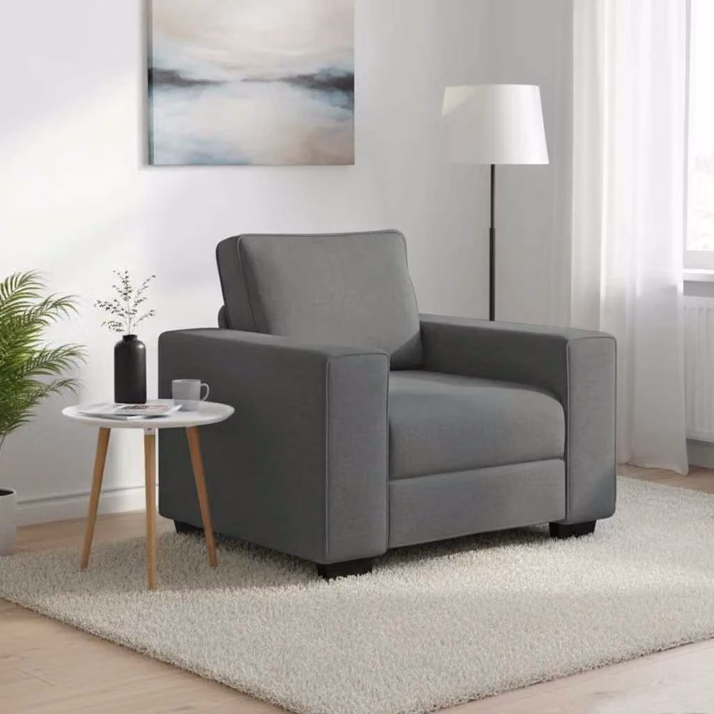 Poltrona lounge vidaXL in tessuto grigio scuro con braccioli, L: 100 cm, P: 77 cm, H: 82 cm