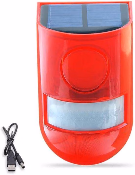 Sirena con sensore di movimento, impermeabile, 110 dB, a infrarossi, per casa e giardino
