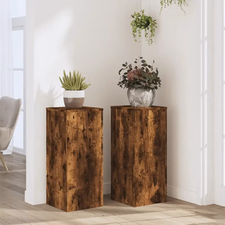 Set di 2 supporti per piante vidaXL in legno rovere marrone, L/P/H: 30 x 30 x 70 cm