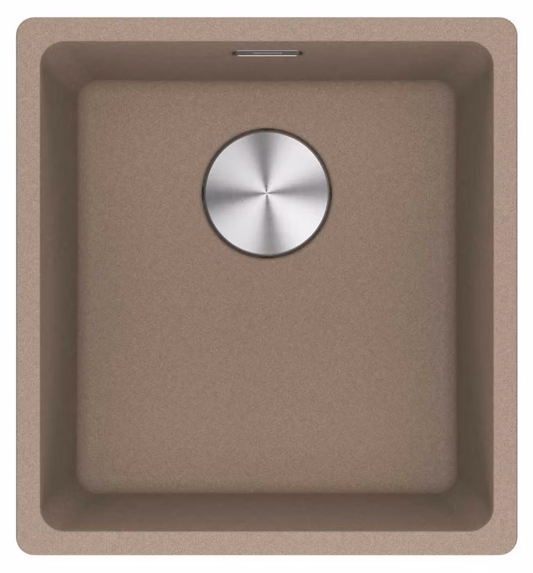 Franke Maris lavabo sotto intonaco Fragranite bacinella MRG 210-37 Cashmere pulsante acciaio inox da 45 cm 135.0682.806