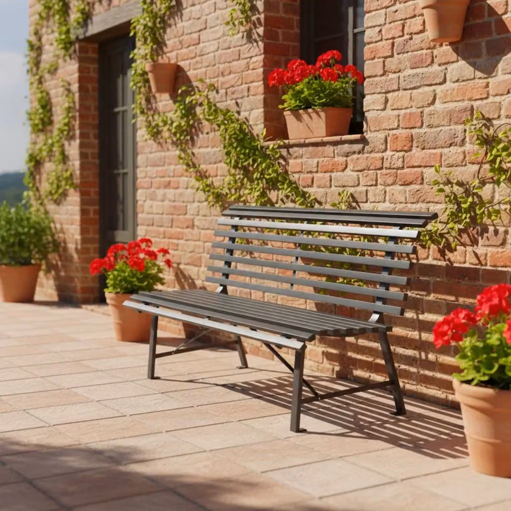 Panca da giardino moderna Sweeek in acciaio antracite per 2 persone – 2