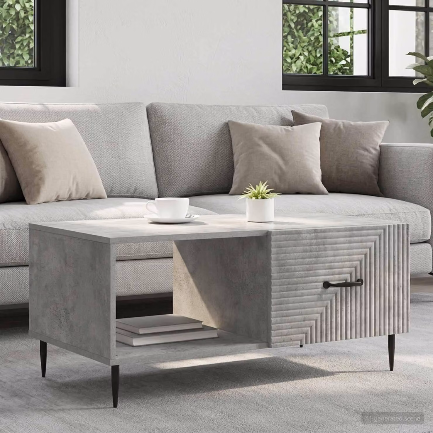 Maison Exclusive - Tavolino grigio cemento 90 x 50 x 40 cm in materiale derivato dal legno