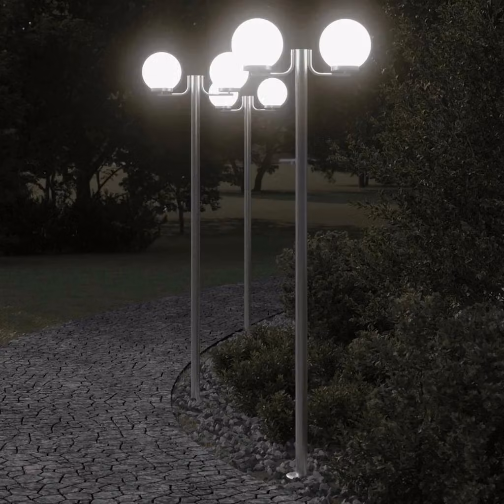 Set di 3 lampade da terra per esterni in acciaio inox argento, altezza: 215 cm – 2