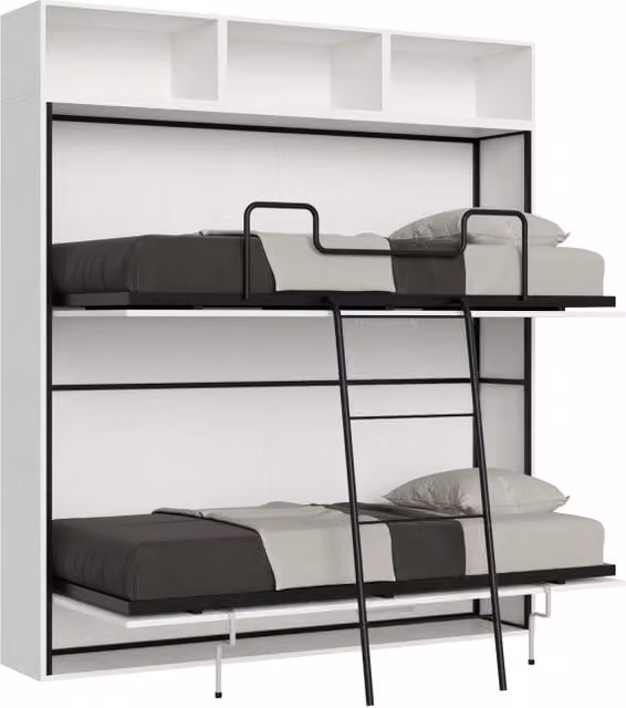Letto a scomparsa doppio orizzontale Kando composizioni Itamoby colore bianco