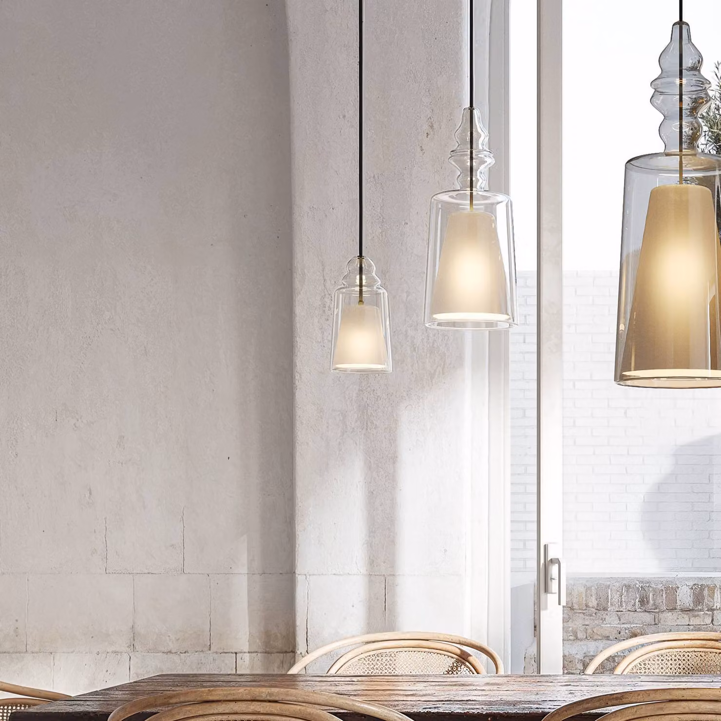 Karman Lampada a sospensione Alibaglass, dimmerabile, Chiaro / Trasparente, Soggiorno / Sala da pranzo, Vetro, Design, Lampada a sospensione
