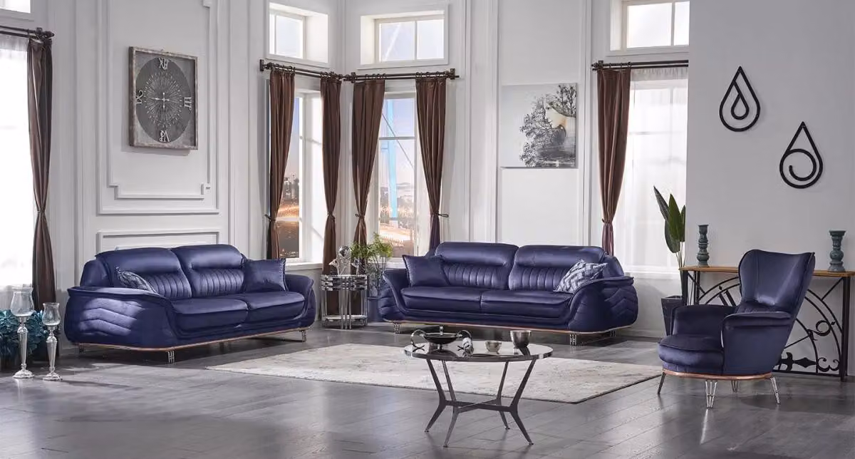 Sofagarnitur 3tlg Luxuriöse Wohnzimmer Set 3+3+1 Sitzer Polster Couchen