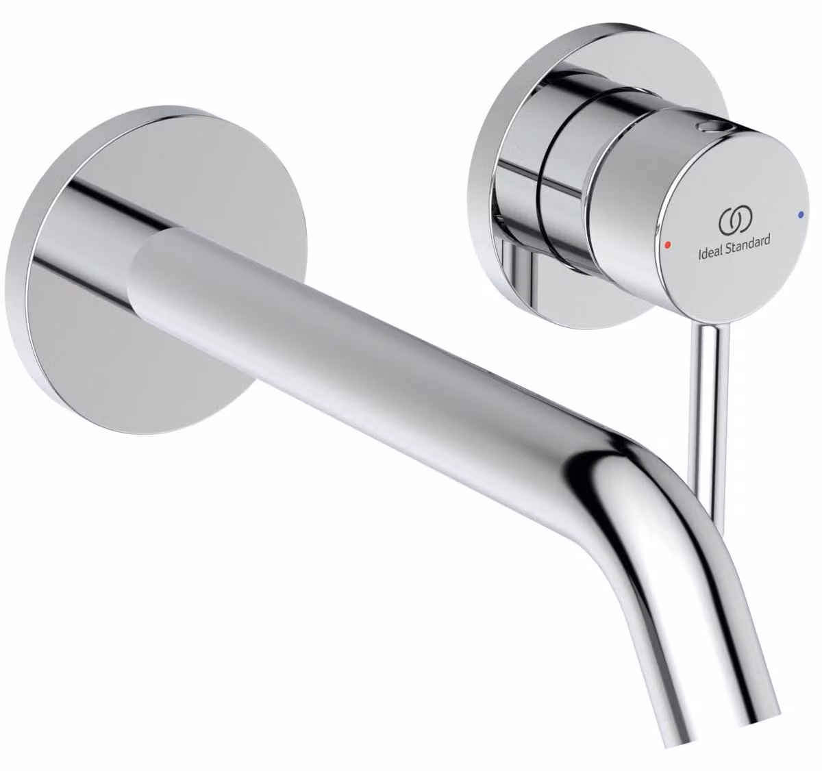 Miscelatore monocomando da parete, cromato, con bocchetta di uscita di 18 cm, portata di 3,8 litri/minuto