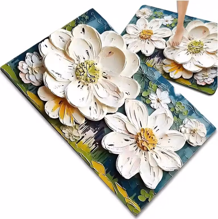 EDIBAZZAR | Tappeto da bagno antiscivolo con fiori 40x60 cm