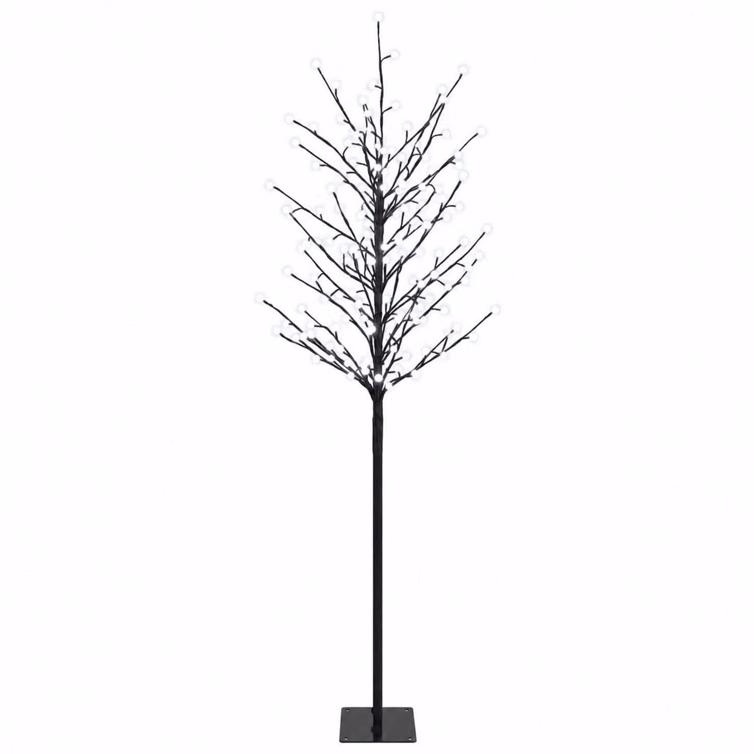 vidaXL Albero di Natale con palline LED Nero 180 cm Acciaio 220 LED