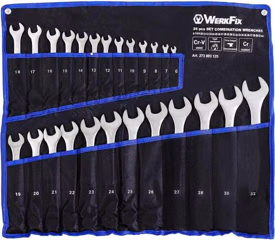 Set di chiavi a bussola Unyqoos® da 25 pezzi, da 6 a 32 mm | Acciaio per utensili CrV, forgiato, inciso al laser, finitura opaca, con custodia di stoccaggio robusta