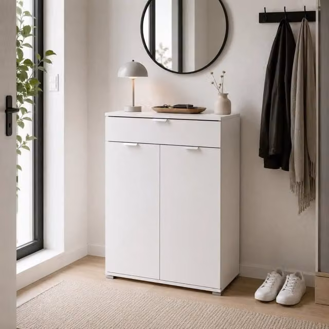Mobile Bagno e Cucina THE WHITE STONE Bianco con Ante e Cassetto, L: 75 cm, H: 105 cm, P: 38 cm