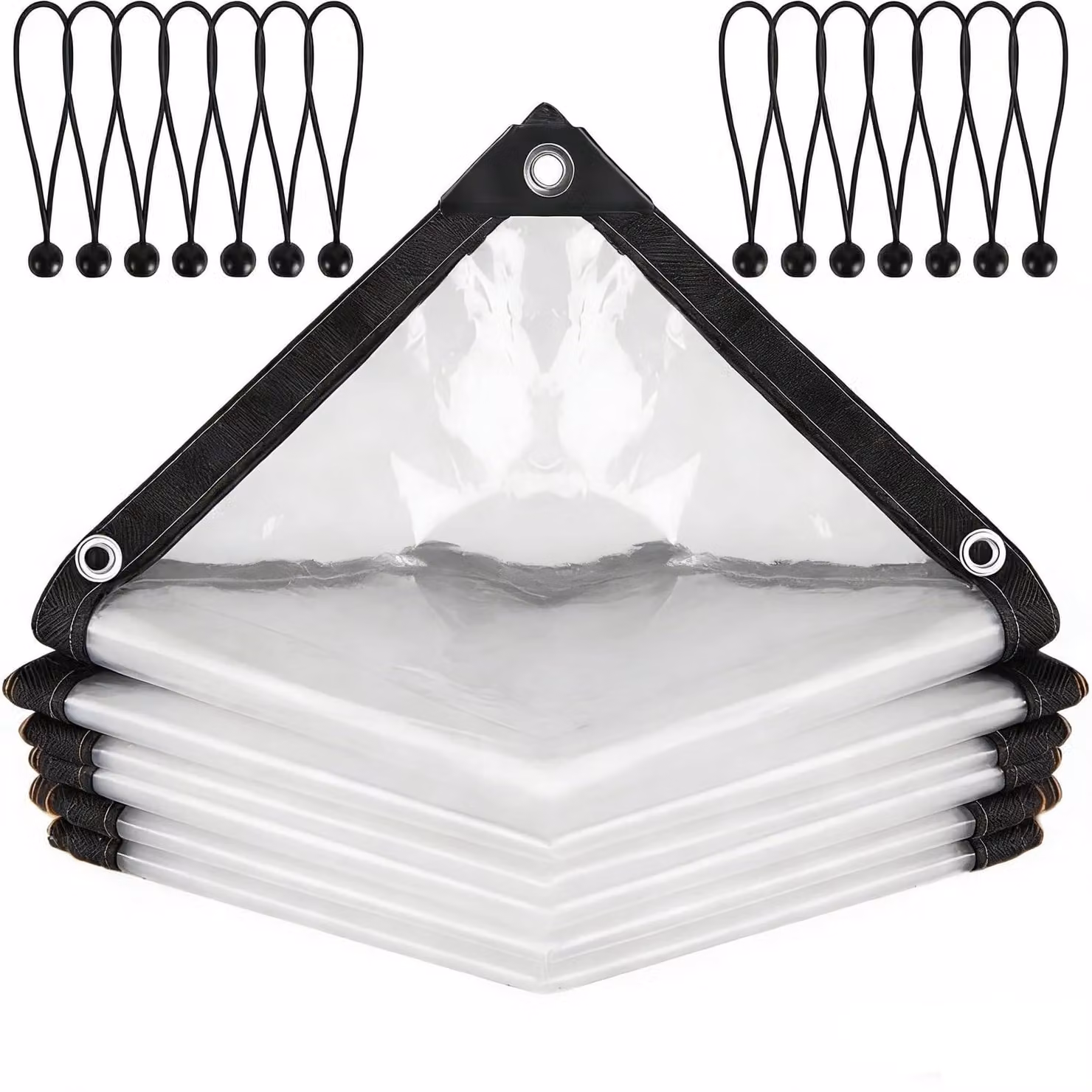 Telo impermeabile trasparente con occhielli, 3 x 4 metri