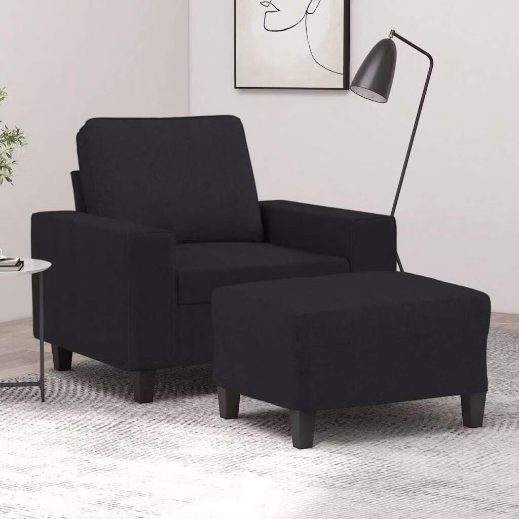 Maison Exclusive - Poltrona con poggiapiedi, nero, 60 cm, tessuto