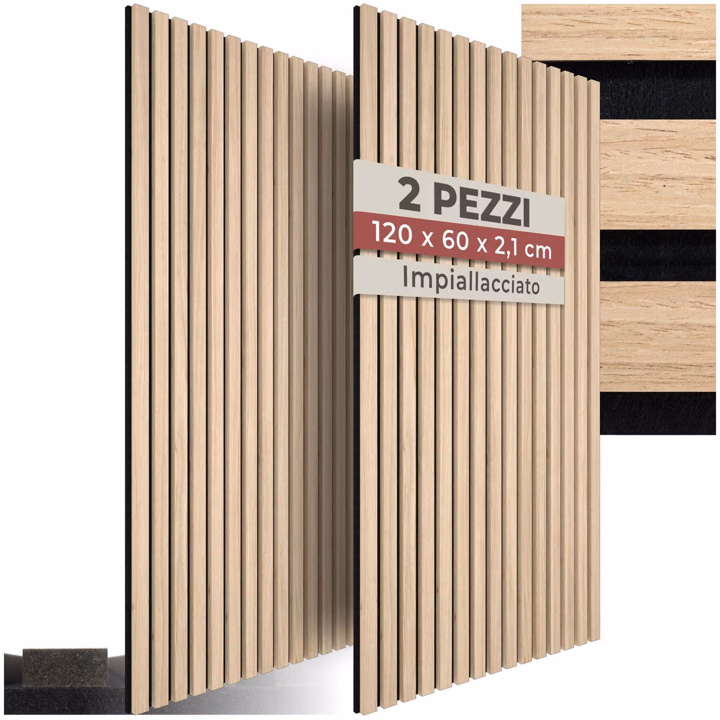 Pannelli acustici Sonic Wall tectake effetto legno marrone L: 120 cm, H: 60 cm, P: 2,1 cm – 1
