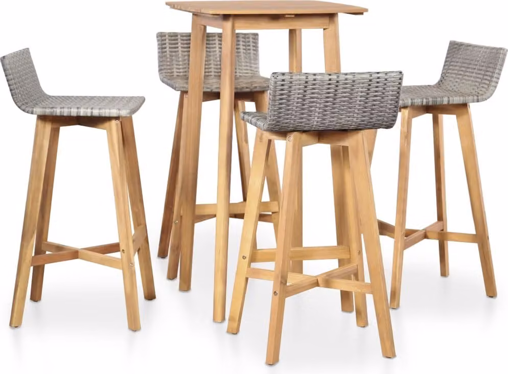 The Living Store Set da pranzo da giardino 5 pz. Set da pranzo da giardino in legno massiccio di acacia