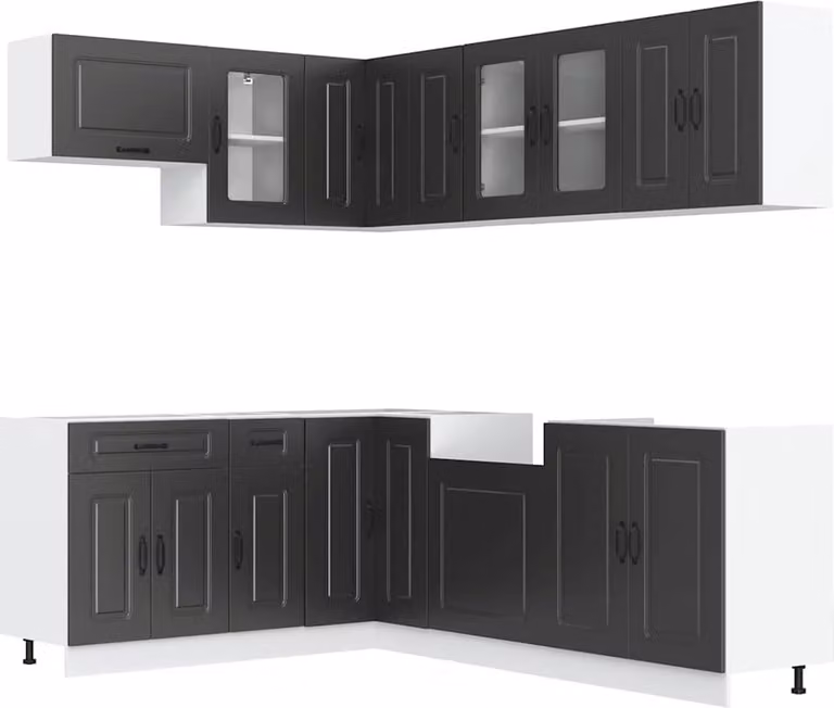 Set Mobili da Cucina 11 pz Kalmar Neri Legno Multistrato