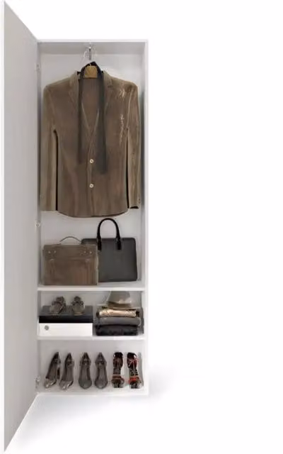Armadio d'ingresso 1 porta con specchio, collezione KUBRICK, colore bianco lucido lacato