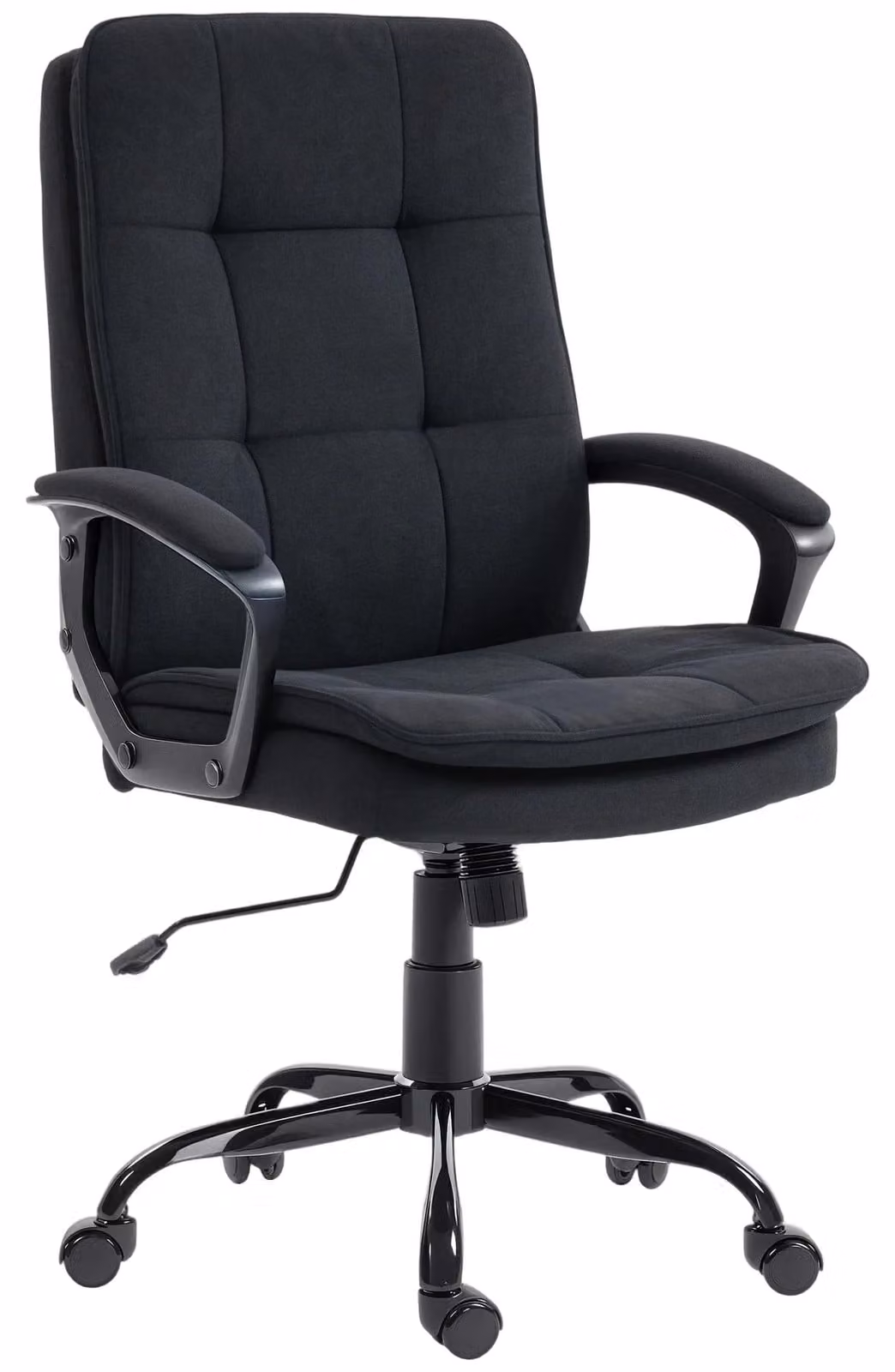Sedia da ufficio - Sedia ergonomica per scrivania - Funzione basculante - Regolabile in altezza - Girevole - Braccioli - Ruote - Colore: nero