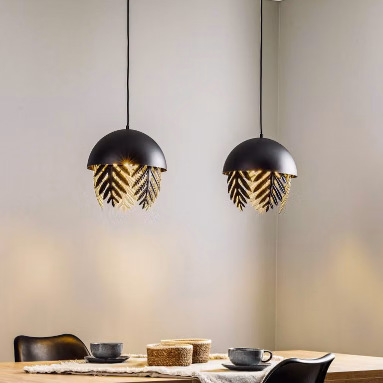 Lampada a sospensione Aparas Lucande, dimmerabile, Nero, Soggiorno / Sala da pranzo, Metallo, Design, Lampada a sospensione