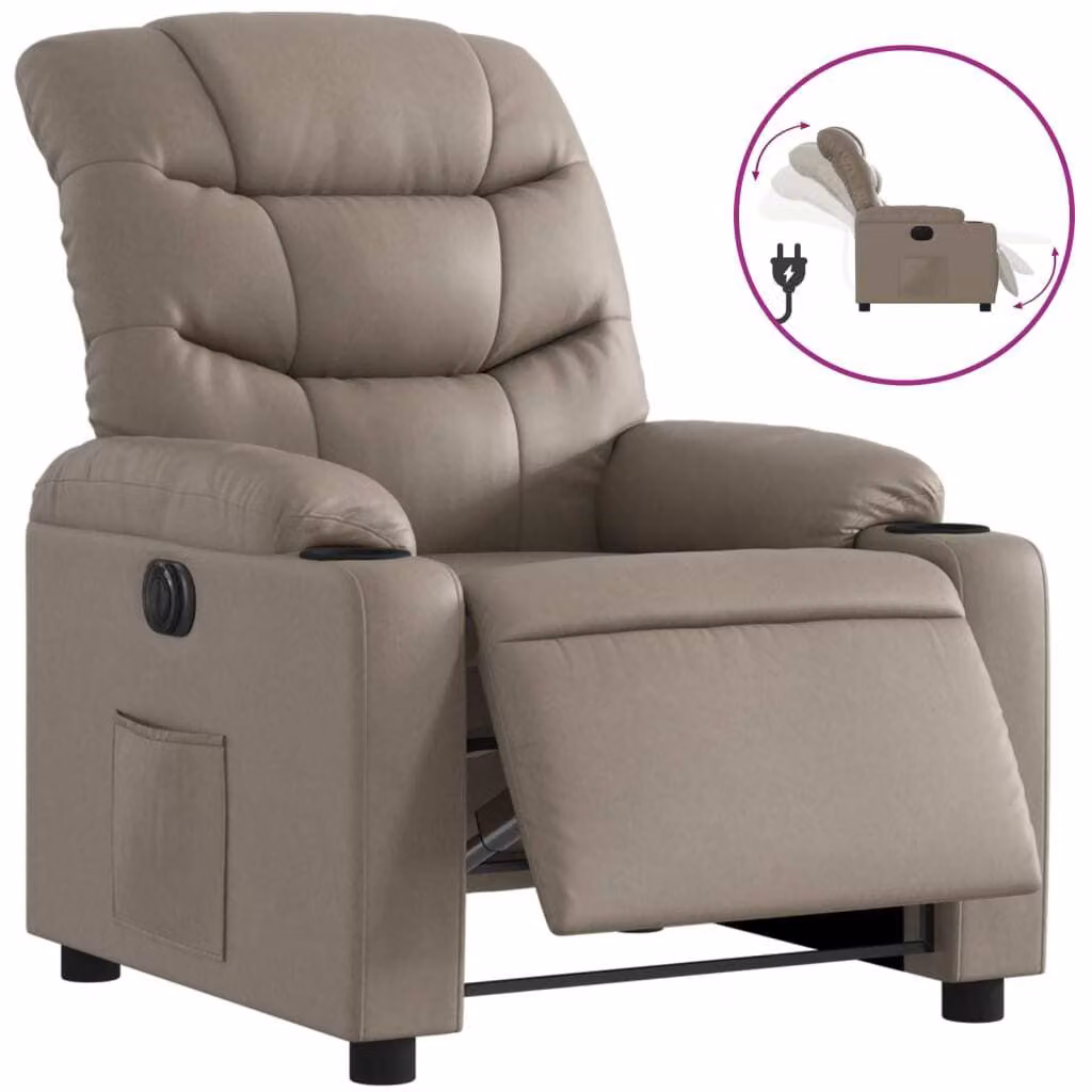 Poltrona Reclinabile Elettrica Cappuccino in Pelle finta