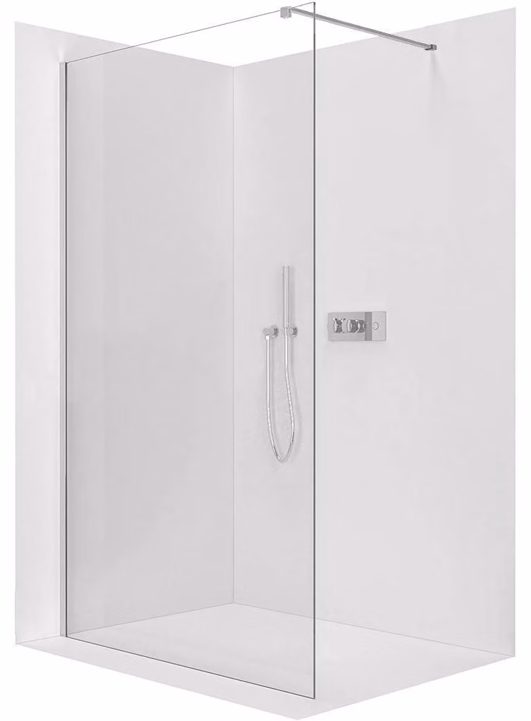 CERANO - Box doccia Walk-in Onyx Cube L/P - 8 mm - montante angolare - cromato, vetro trasparente - 100x200 cm