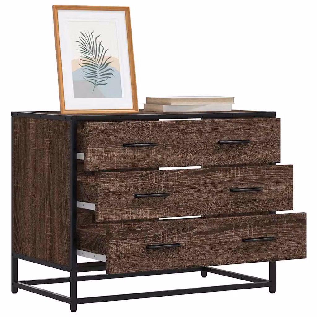 Cassettiera vidaXL in stile industrial in legno e metallo, colore marrone, L 70 cm x P 41 cm x H 56 cm