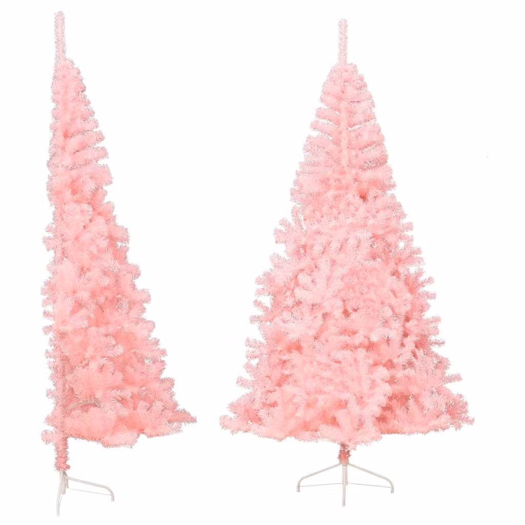 The Living Store Mezzo albero di Natale artificiale con supporto Rosa 240 cm PVC