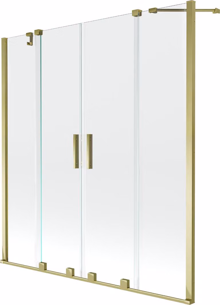 Mexen Velar Duo paratia per vasca da bagno a 2 ante scorrevoli 160 x 150 cm, trasparente, dorato - 896-160-000-02-50