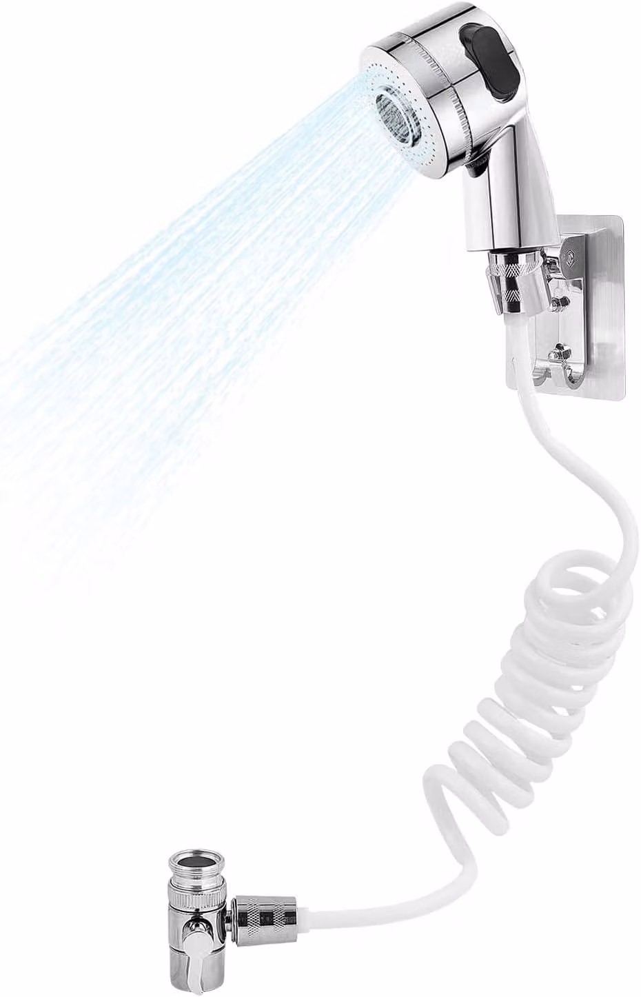Set doccia a mano, composto da 4 pezzi, con tubo flessibile estensibile, adatto per lavandini, cucine e bagni, con due tipi di getto