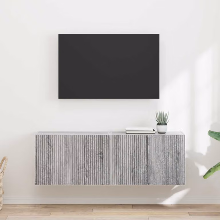 Set di 2 mobili TV da parete vidaXL in legno ingegnerizzato Grigio Sonoma, design moderno per il tuo soggiorno