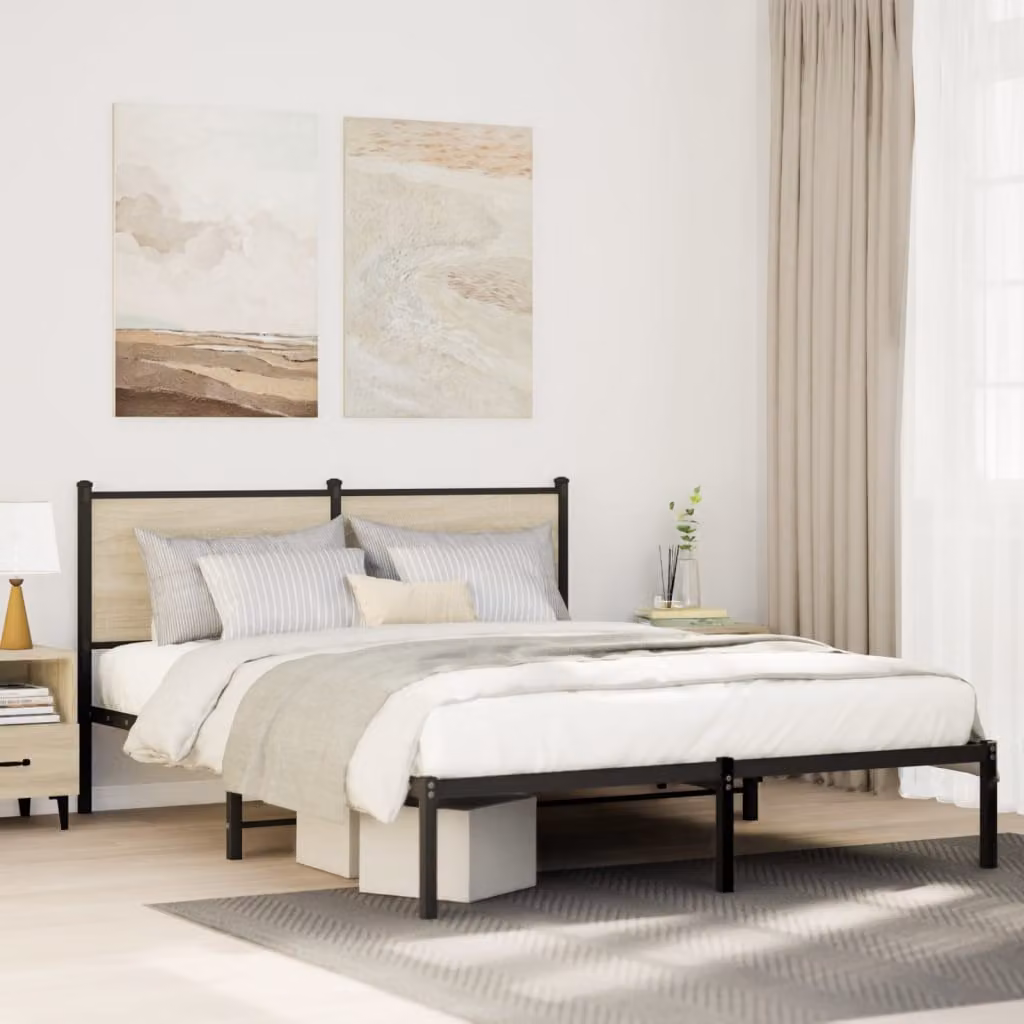 vidaXL Giroletto in Metallo Rovere Sonoma per Adulti L/P/H: 140 x 190 x 91,5 cm