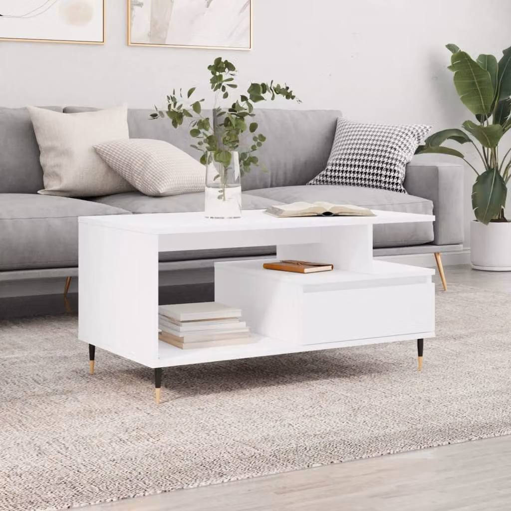Maison Exclusive - Tavolino bianco 90x49x45 cm Materiale ligneo
