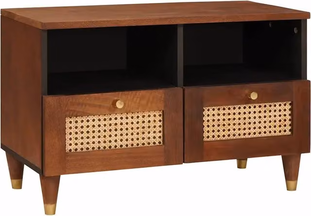 Mobile TV-Credenza moderno in legno di mango massello marrone L: 70 cm, P: 33,5 cm, H: 46 cm – 1