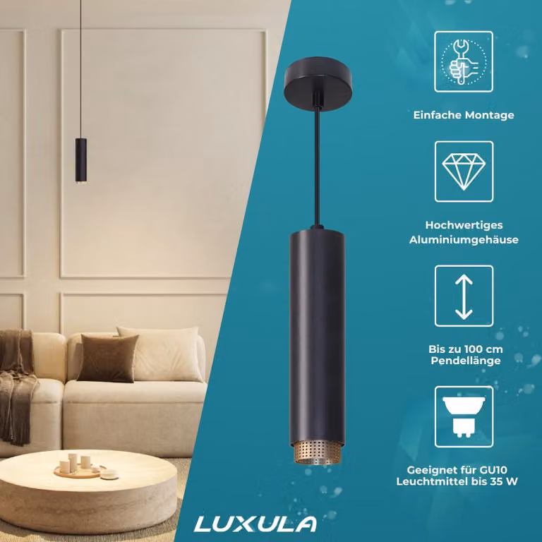 Lampada a sospensione LED LUXULA, 35 W, colore nero