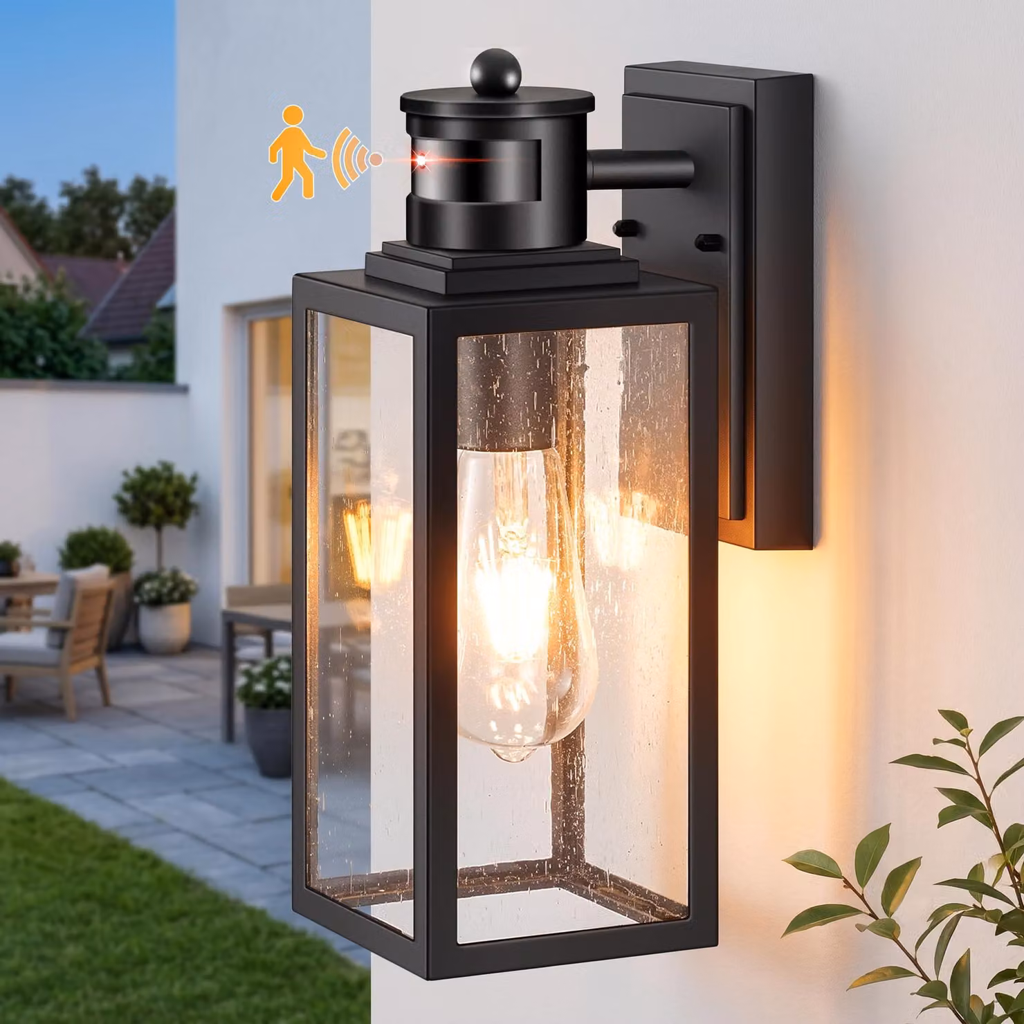 Apparecchio di illuminazione a LED da esterno, luce bianco caldo, forma rettangolare, alluminio, dimensioni 23x16x48 cm