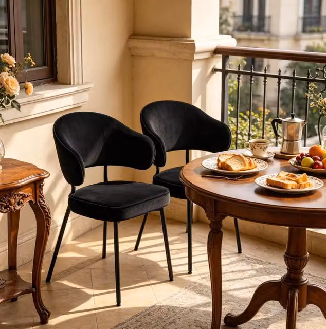 Set di 2 Sedie da Pranzo in Velluto con Struttura in Metallo, Sedia Ergonomica per Cucina, Soggiorno, Camera da Letto