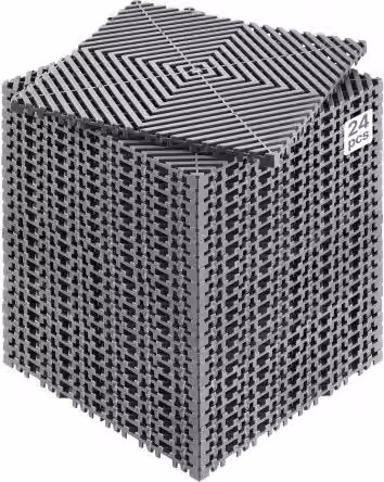 VEVOR Tappetino di Drenaggio Modulare ad Incastro Antiscivolo in Plastica, Set da 24 Pezzi Grigio, L/P: 31 x 31 cm