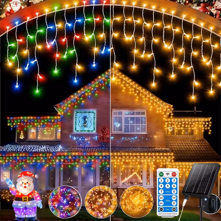 Catena luminosa solare, 30 metri, 660 LED, grado di protezione IP65, 8 modalità, timer, luce bianco caldo