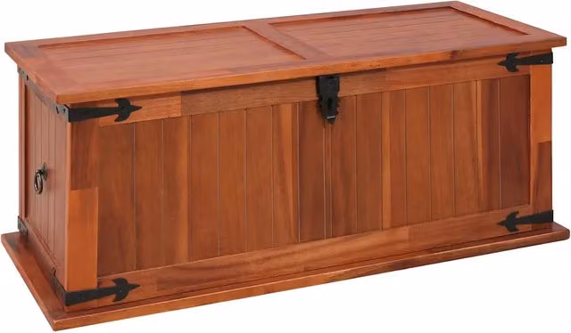 Cassapanca in legno massello di acacia marrone con serratura L/P/H: 90 x 45 x 40 cm – 1