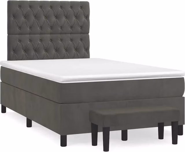 Letto con Giroletto a Molle e Materasso Ibrido vidaXL in Velluto Grigio e Bianco L/P/H: 120 x 200 cm