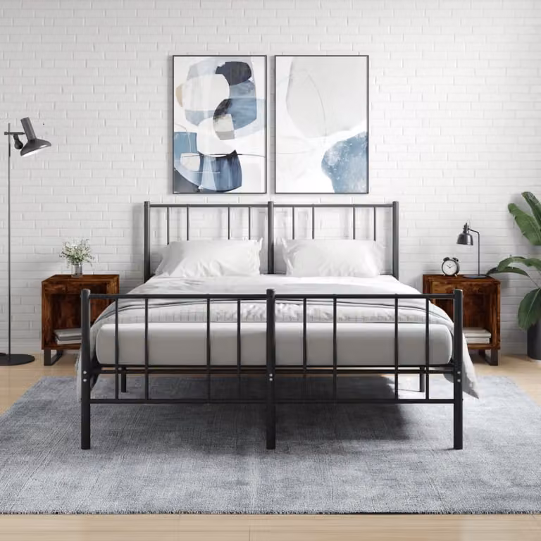 Set di 2 comodini da parete vidaXL in legno multistrato, colore Rovere Fumo, L 40 cm x P 35 cm x H 50 cm